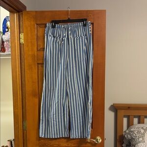 Striped Blue and White Women’s 100% Cotton Pants Size Large